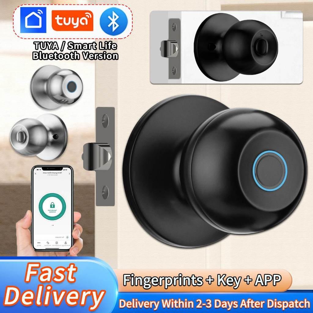 Inteligentny TUYA Bluetooth Cylindryczny Automatyczny Cyfrowy Zamek do Drzwi z Pokrętłem Do Domu Antywłamaniowy Bezkluczykowy na Odcisk Palca Biuro Sypialnia Mieszkanie