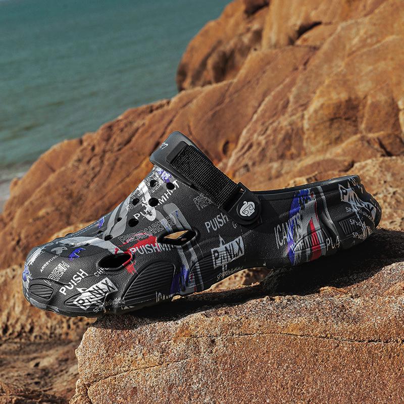 Fashion Summer Men's Upsteam Shoes Slipper Thick-Soled Sandals Non-Slip Garden Clogs Breathable Toe-Cap Slides Casual Beach Slippers