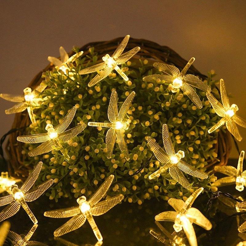 Solarbetriebene Libellen-Lichterkette, 8 Modi, Wasserdichte LED-Lichterkette mit Automatischer Ein-/Ausschaltung, Outdoor-Dekoration für Garten, Terrasse, Baum, für Hochzeit, Weihnachten