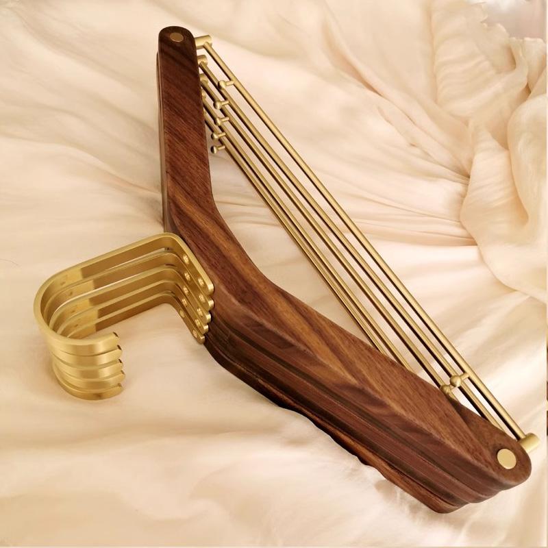 1pc Wooden Hanger Wardrobe Storage Hangers Laundry Organizer Natural Wood Coat Hanger with Brass Hook Durable Clothes Racks