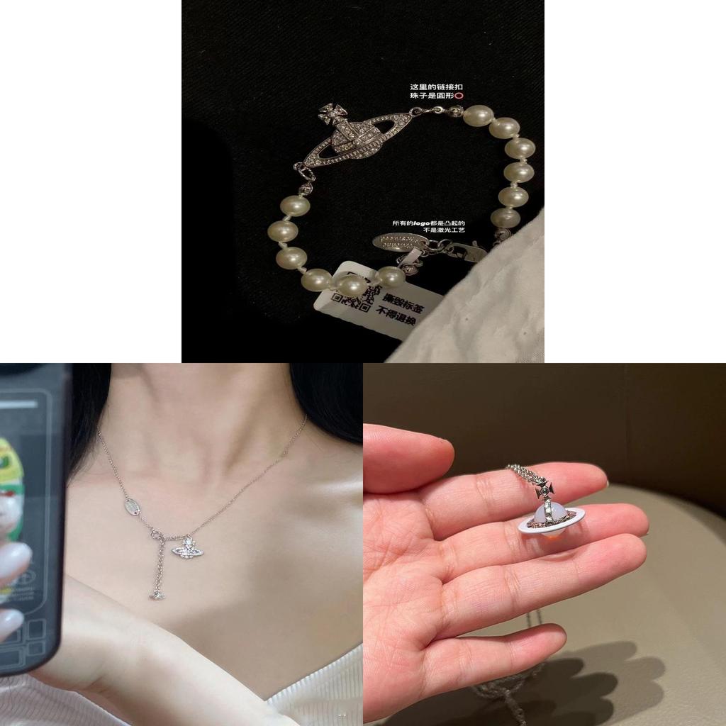 Saturn Pearl Necklace With Cz Microinlay Ushaped Pendant For Elegant Women
