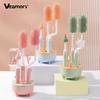 Food Grade Silicone Brush Baby Bottle Cleaner with Drying Rack Deep Clean Bottle Brush Bottle Cleaner Kit Newborn Accessories