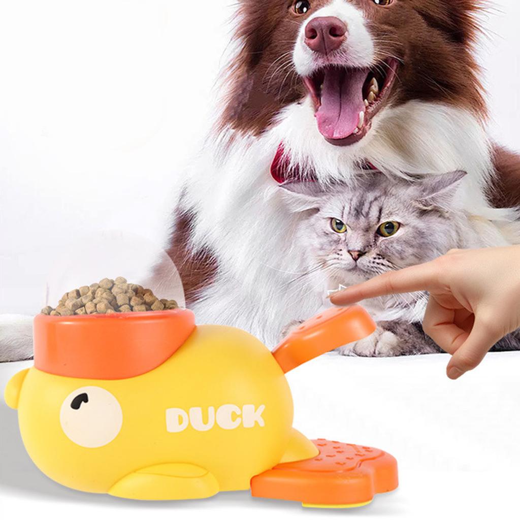 Interactive Dog Pet Treat Dispenser Toys Feeder Enrichment Duck Shape for Training Dogs and Cats Little Yellow Duck