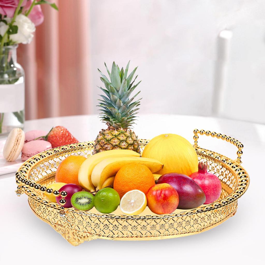 Fruit Basket Organizer Metal Plate for Dresser Dining Room Centerpiece Aureate