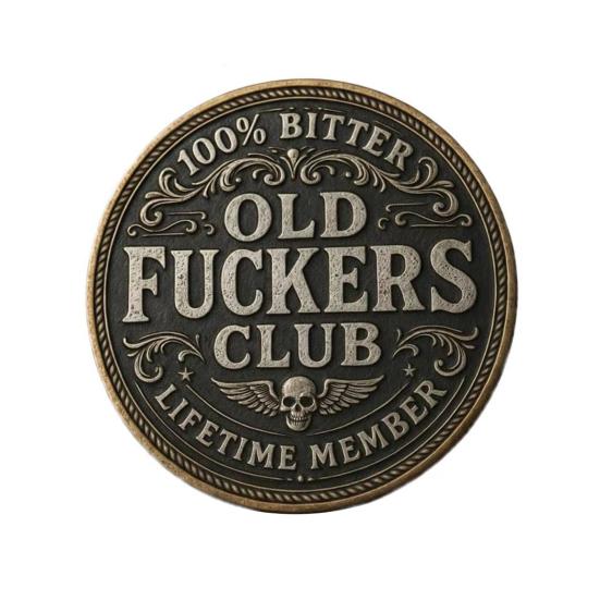 

Old F*ckers Club Coin Retro Funny Lifetime Member Still Kicking Challenge Coin Rebellious Collectible Keepsake Coin Gag Gift for Retirement Birthday 1pc
