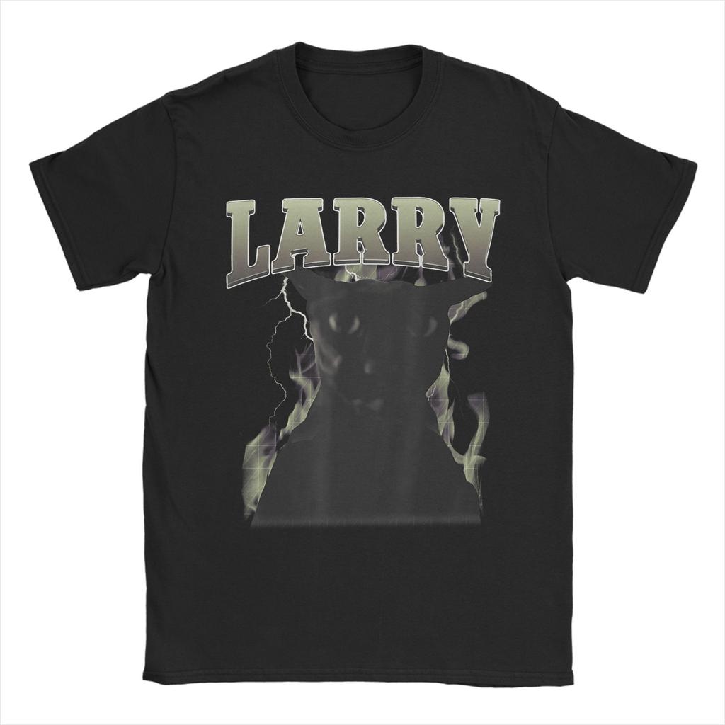 Funny Evil Larry Cat Dank Brainrot Meme Men's T Shirts  Novelty Tees Short Sleeve Round Collar T-Shirts 100% Cotton New Tops