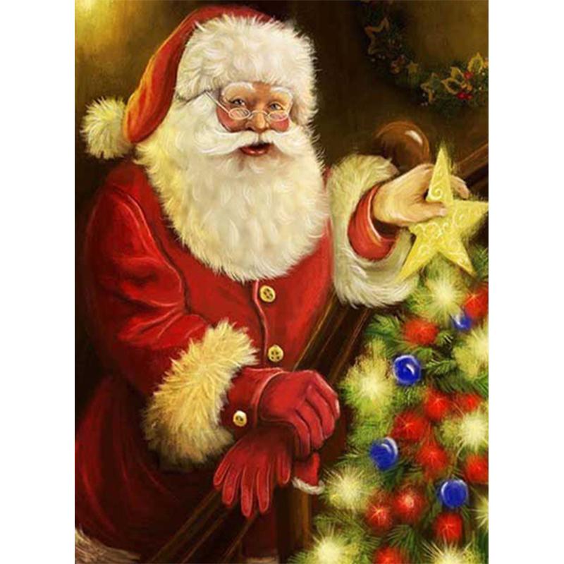 Fai da te Cartone Animato Pupazzo di Neve Pittura Diamante 5D Trapano Rotondo Completo Babbo Natale Ricamo Diamante Regalo di Natale Kit di Ricamo Regalo