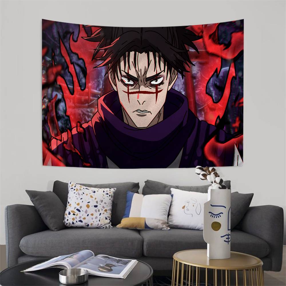 Popular Anime Jjujutsu Kkaisen Printed Large Wall Tapestry Indian Buddha Decoration Witchcraft Bohemian Hippie Wall Art Decor