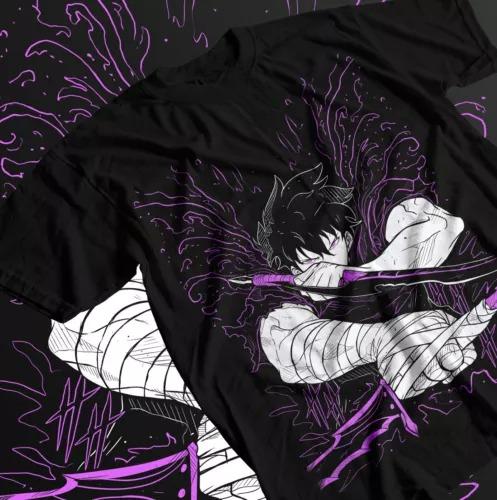 

Solo leveling Japanese Anime Cotton Pattern Printed Short Sleeve T-shirt Retro Men Women Kids Casual Loose Streetwear Top Tees S