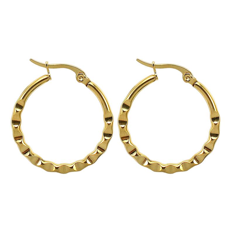 Trendy gold color big round snake ripple earrings 1 pair for women and anti-sensitive materials 316 L stainless steel Hoops