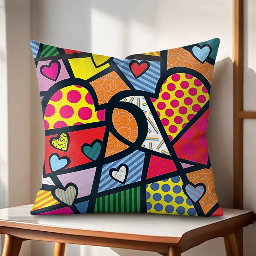 BBritto Art Design Cushion Cover Natural Linen Organic Fabric DoubleSided Printing Couch Pillow Covers Home Decor