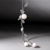 Korean Style Tassel Long Sweater Chain with Artificial Pearl Pendant for Women
