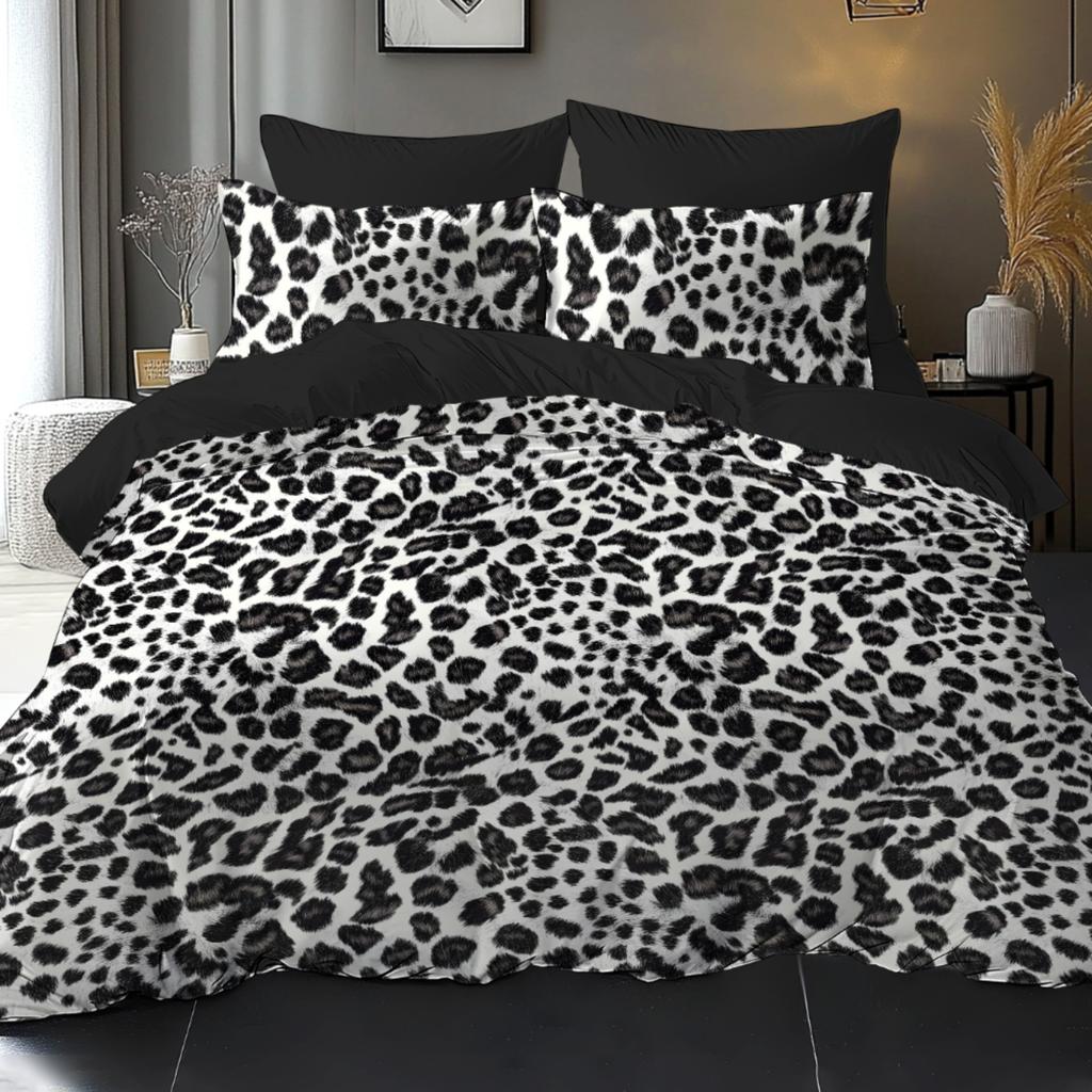 Black Leopard Print Theme Design Using 3D Three-Dimensional Soft Brushed Digital Print Bedding Set Bedding Soft For Bedrooms