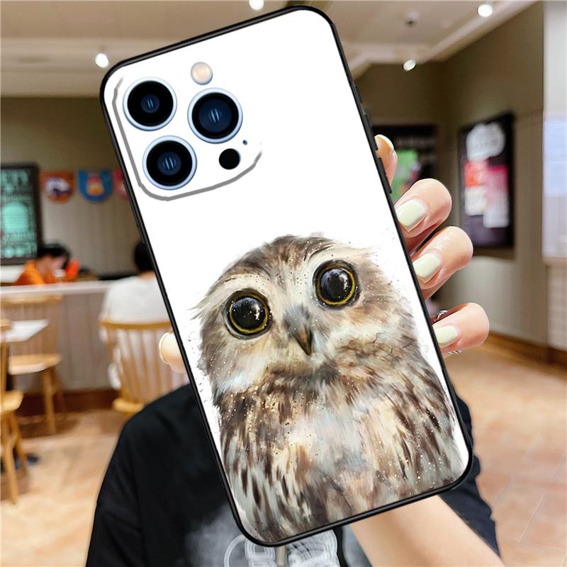 Owl Watercolor Animal Soft Case For iPhone 16 15 Pro Max 14 Plus 13 12 Mini 11 XS Max X XR 7 8 Back Cover