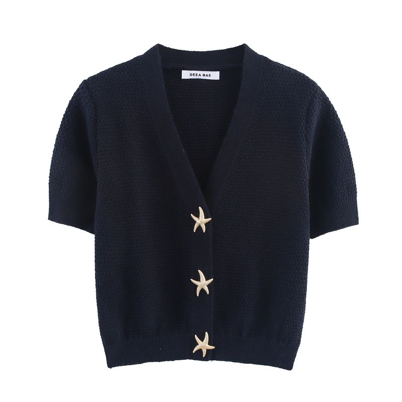 Kaslead New Arrival Women's Clothing Fashion Style Fashion Star Star Button Decoration Knitting Outwear 6771066