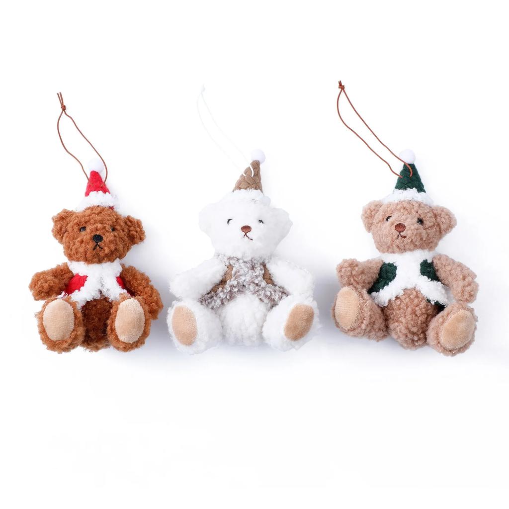 2pcs Cute Christmas Bear Pendants, Christmas Decorations, Holiday Gifts, Christmas Tree Pendants, Bear Gift Figurines