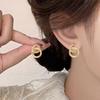 14K Gold Plated Double C Cross Shiny Zircon Earrings for Women Fashion Minimalist Hypoallergenic Round Earrings Jewelry Gift