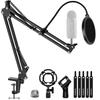 InnoGear Microphone Boom Arm Blue for Yeti HyperX QuadCast SoloCast Snowball Fifine K669B Shock Mount Wind Screen Pop Filter Clip Holder with Cable