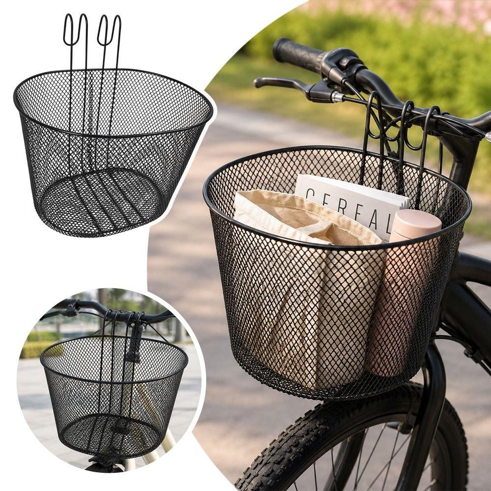 Black Bike Front Basket Iron E-Scooter E-bike Basket New Rear Hanging Basket