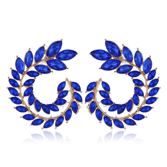 

1 Пара Жіночих Сережок з Кубічним Цирконієм у Формі Листка та Гілки, Сплав, Геометричні Круглі Сережки-Пусети, Ювелірний Аксесуар синій