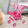 Kinder Rollenspiel Baby Kinderwagen Schiebewagen für Kinder mit Eisenrahmen Herzmuster Rollenspielzubehör