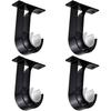 Lot De 4 Supports De Tringle À Rideau Noir En Alliage D'aluminium — Fixation Mur/plafond
