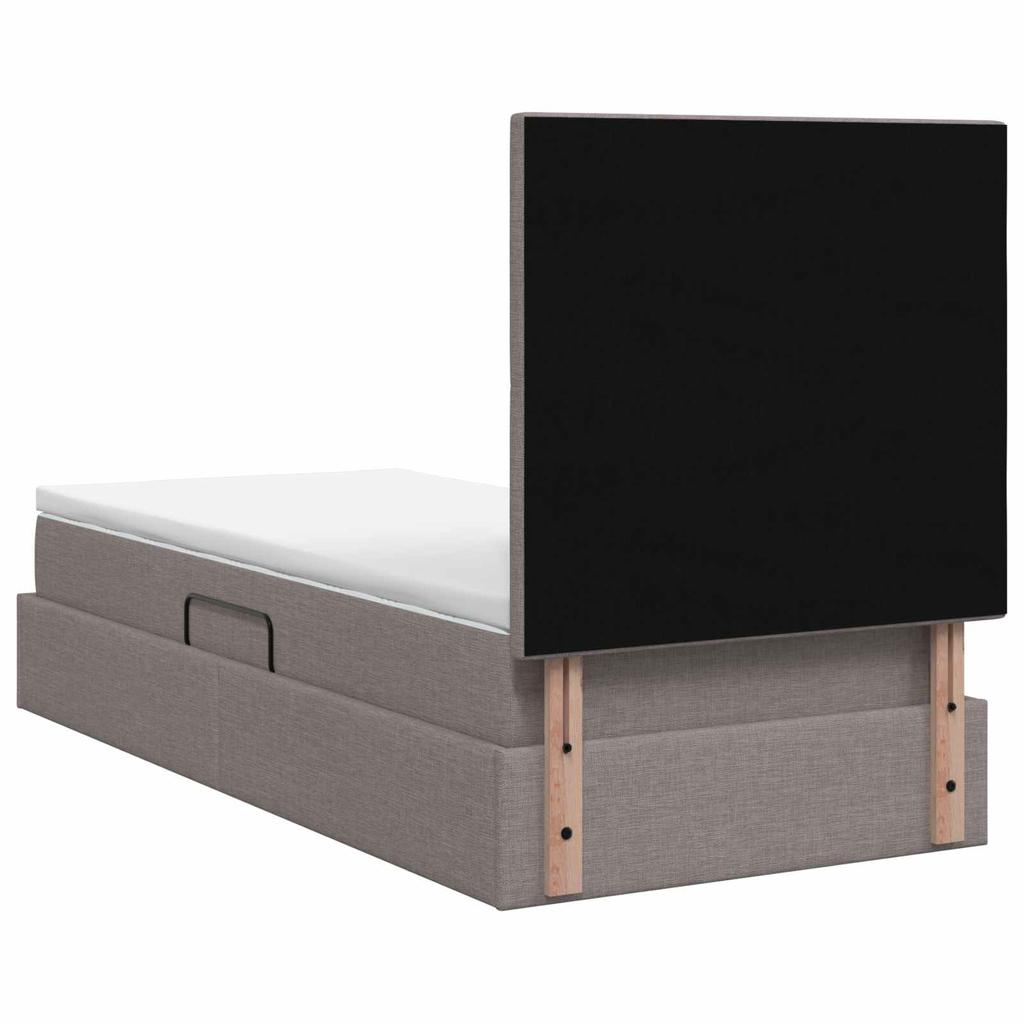 LED Storage Bed with Mattress Taupe 100 X 200 Cm Fabric