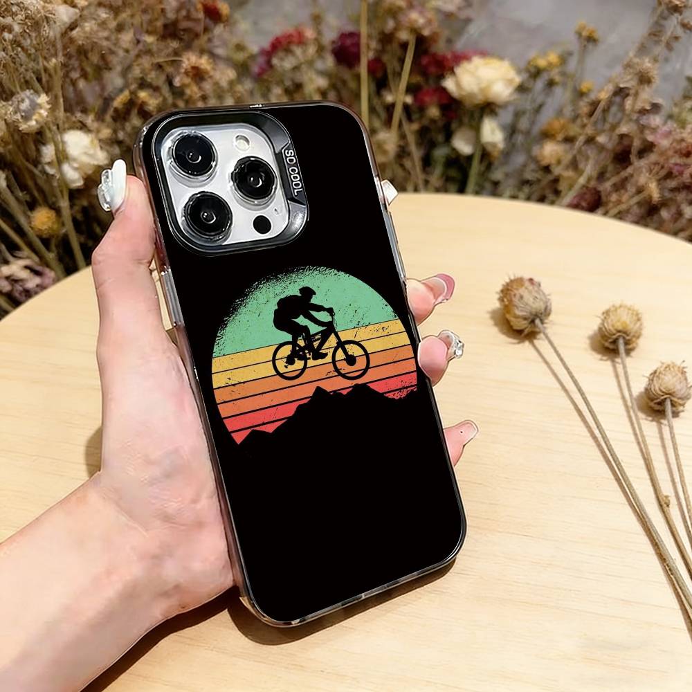 

Mountain Bike Bicycle Phone Case For iPhone 17,16,15,14,13,12,11 Plus,Pro Max,XS,Colorful Silver Phone case Funda Cover iPhone17Pro