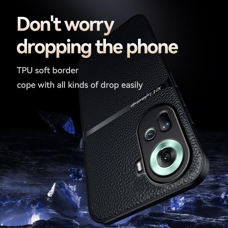 For OPPO Reno 11 5G Case Leather Car Magnetic Holder Back Cover For OPPO Reno11 5G CPH2599 Soft Frame Silicone Shockproof Coque