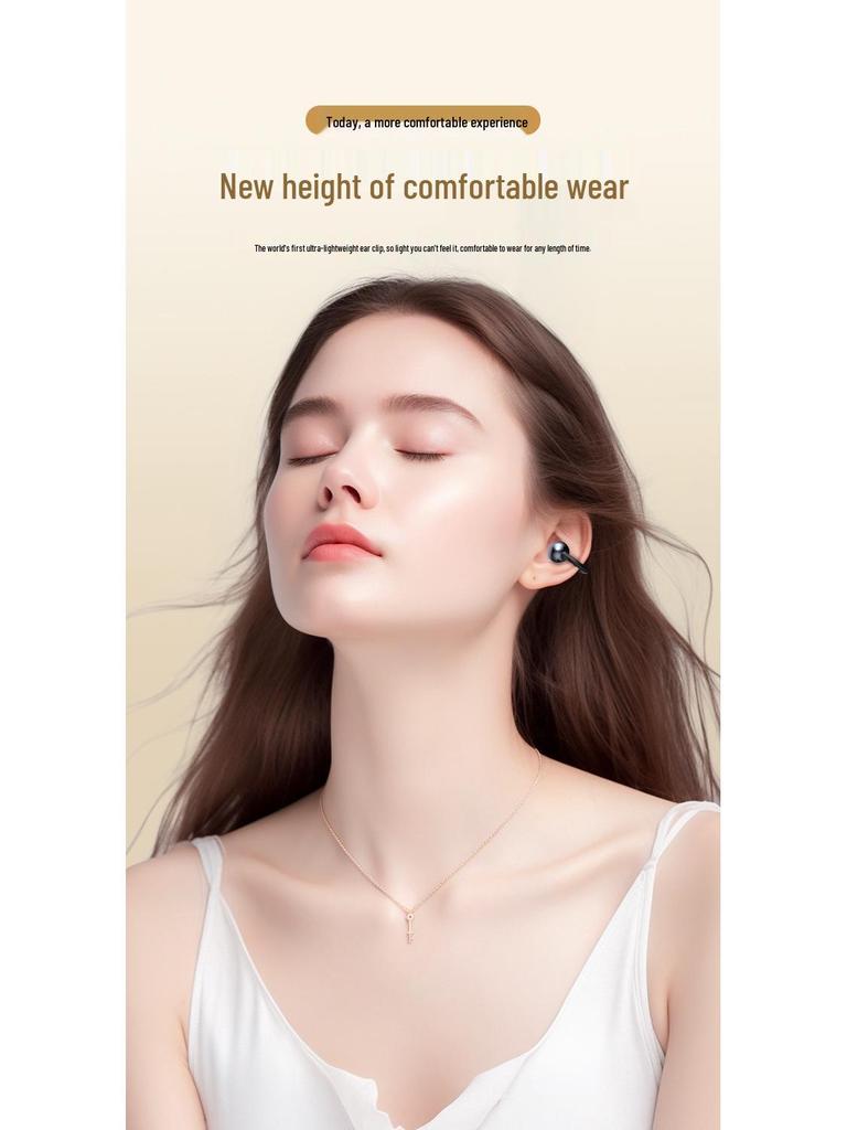 Crystal Buckle Bluetooth Earbuds S6: Clip-on Wireless Earbuds with Long Battery Life for Huawei
