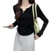 Women's Slim Fit V-Neck Drawstring Long-Sleeve Autumn Top