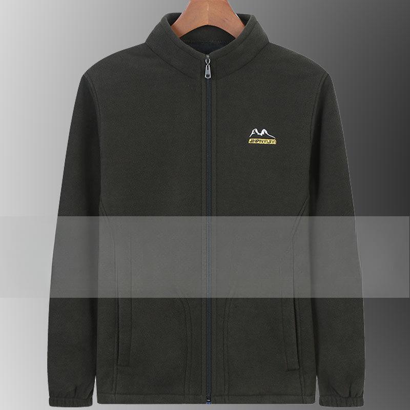 

Осенне-зимняя мужская куртка с плюшевой подкладкой, утолщенная куртка свободного кроя со стойкой воротником, куртка из поларфлиса, свободная флисовая куртка M