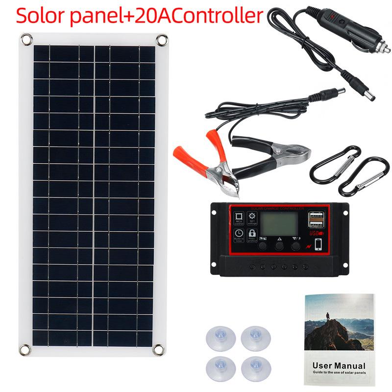 Monocrystalline 10W 18V/12V Solar Panel & 10A/100A Controller Kit for RVs