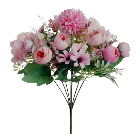 Artificial Flowers Bunch Realistic Faux Silk Flowers Long-Lasting Hydrangea Rose Fake Flowers