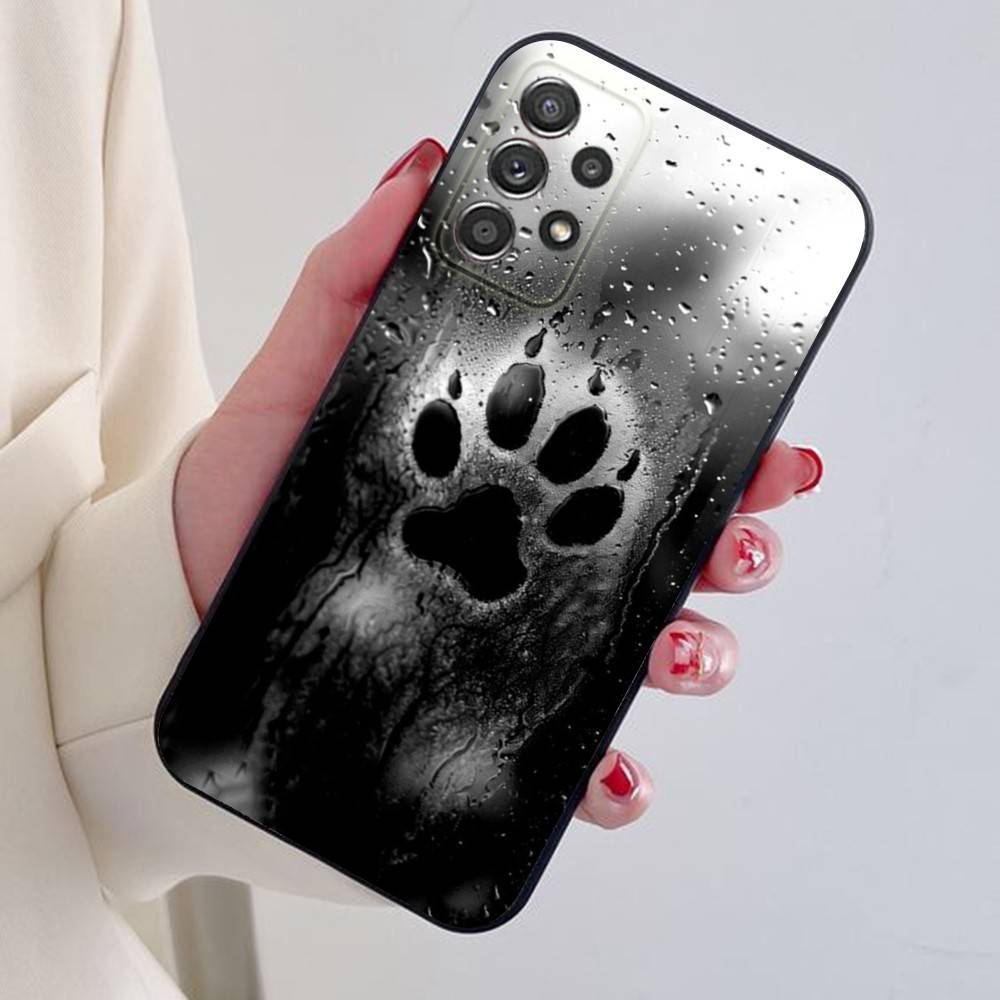 

Phone Case For Samsung S24,21,22,23,30,Ultra,20,Plus,Note,10,9,Dog Footprints Puppy Paw Print Black soft silicone case SamsungS25PLUS