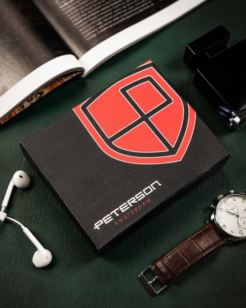 Large men's leather wallet with RFID system - Peterson
