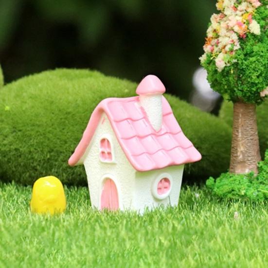 Miniature House Fairy Garden Accessory Tiny Village House Bonsai Terrarium Crafts Mini Resin Figurine for Plant Pot Micro Landscape