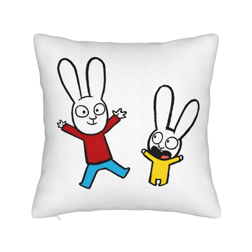 Simons Super Rabbit Bunny Cartoon Square Pillow Case Cushion Covers Vintage Zipper Decorative Pillowcase for Home xcm