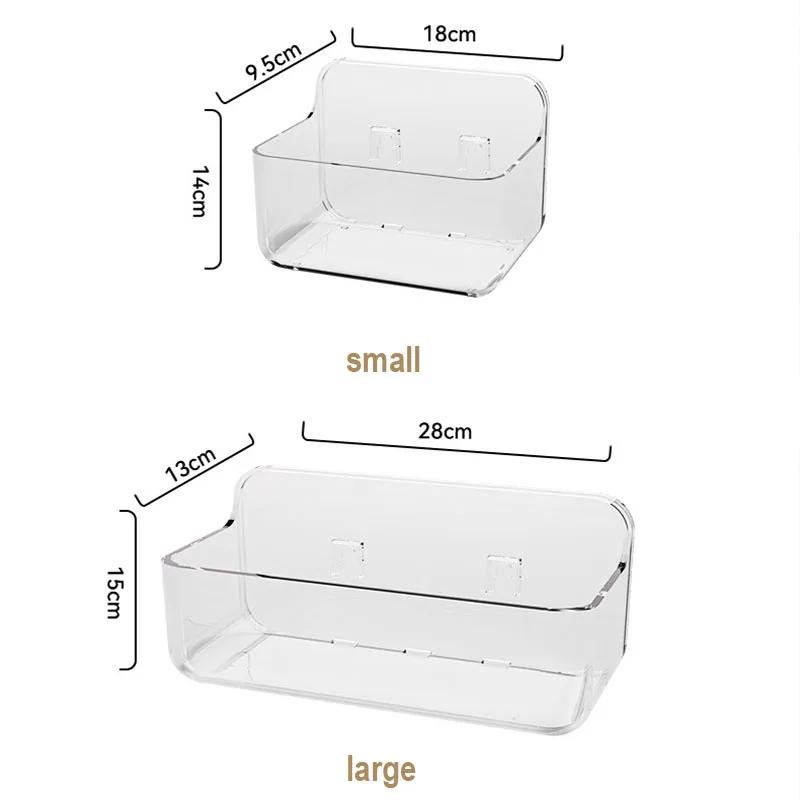 Wall Mounted Shower Shampoo Racks Cosmetics Shelves Organizer Non-drilling Transparent PET Material Bathroom Storage Rack Racks
