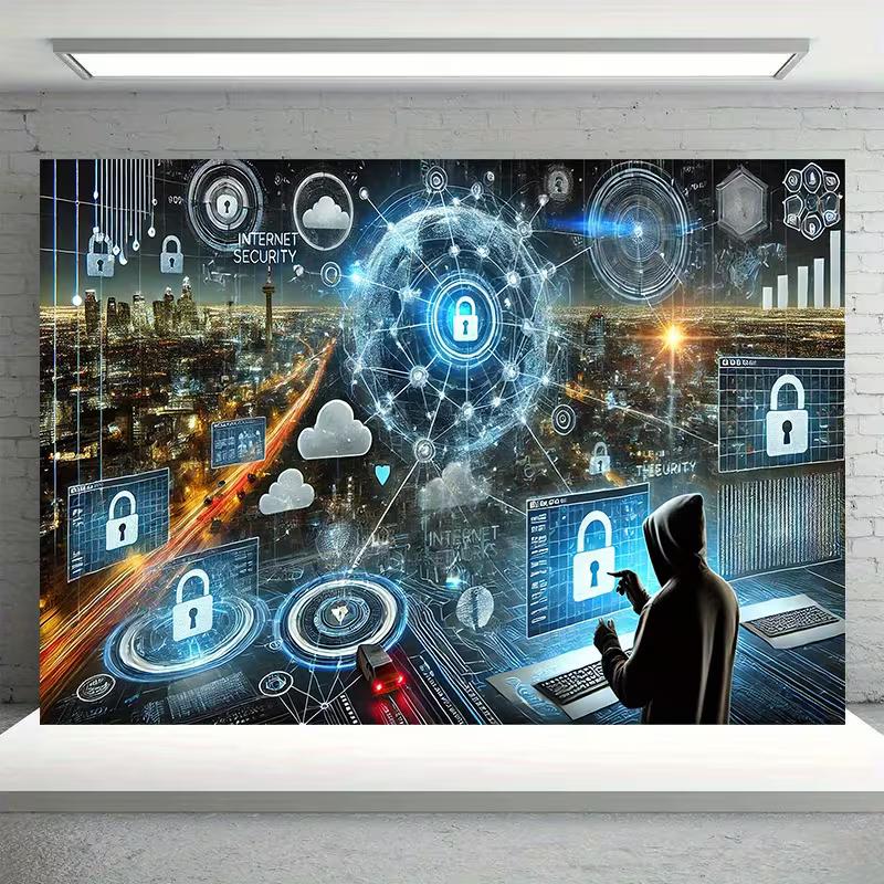 Cyber Security Hacker Backdrop, Internet Safety Photography Background 47.2x31.5inch/120*80cm