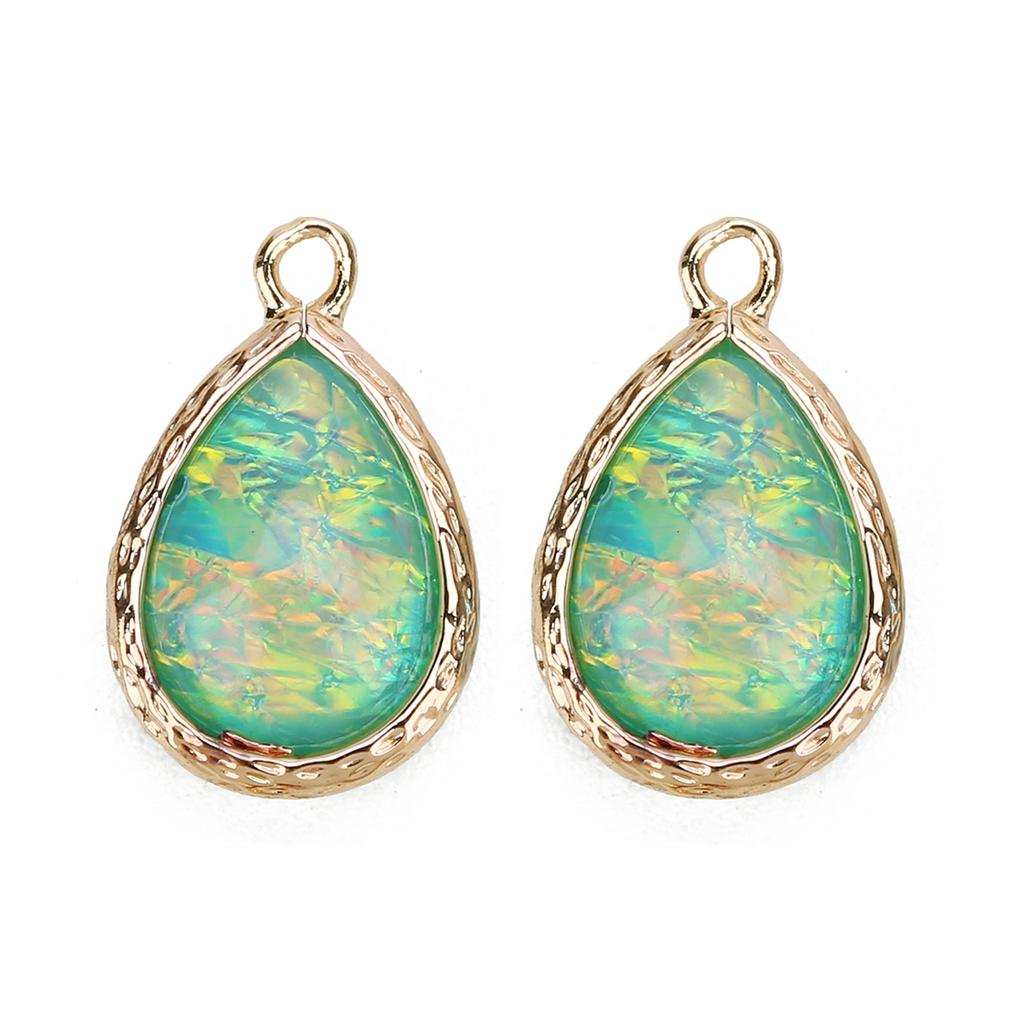 5Pcs/lot Resin Charm Beads Imitation Opal Water Drop Shape Pendant for Jewelry Making DIY Necklace Bracelet Earring Accessories