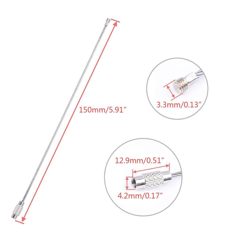 Pacote de 10 Argolas de Aço Inoxidável com Cabo de Aço Chaveiros Argolas para Chaves Kit de Chaveiro com Cabo de Aço Perfeito para Chaves e Etiquetas de Bagagem