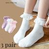 3 Pairs New Girls Socks Baby Bow Lace Combed Cotton Socks Baby Thin Breathable