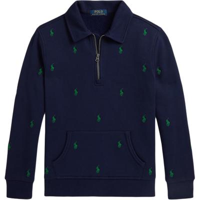 Polo Sweatshirt FW25 Logo Small Pony Embroidery Quarter-Zip Long Sleeve Fleece Kids Tops 323979422-001