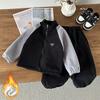 Winter Fleecegefüttertes Farbblock-Zip-Up-Set für mittelgroße und große Jungen und Mädchen