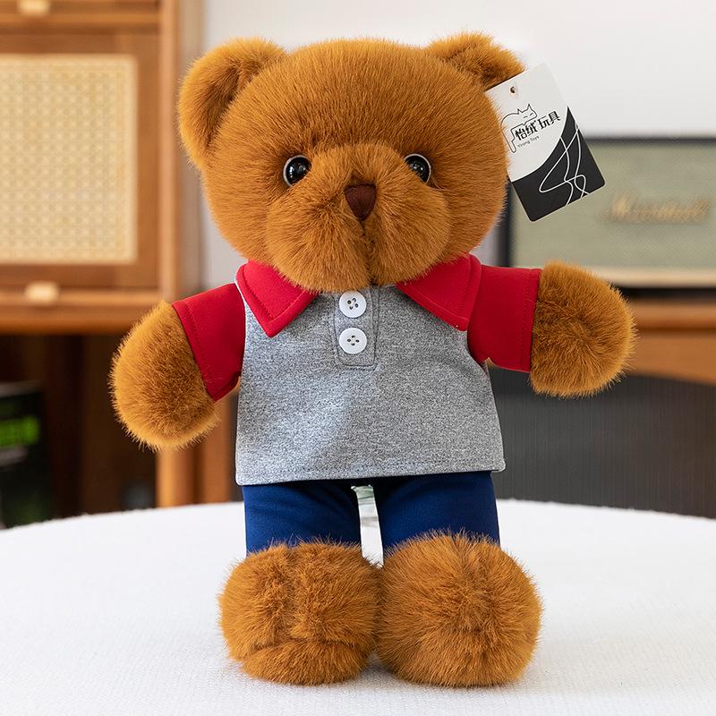 Cute Bear Plush Toy In School Uniform - Custom Logo Graduation Gift for Classmates