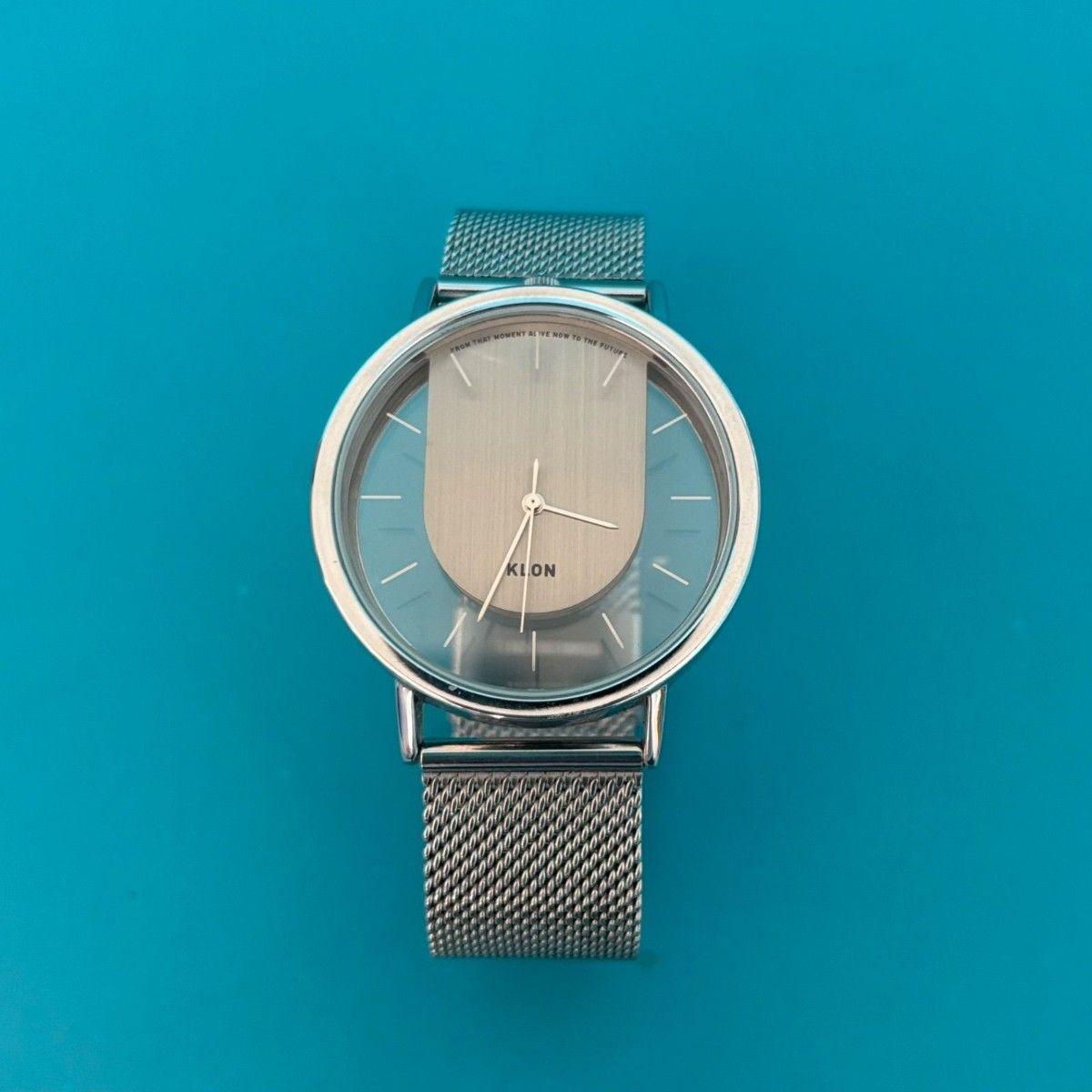 Used KLON Clone Watch Mesh Band Silver Skeleton Design Mode Unisex Quartz