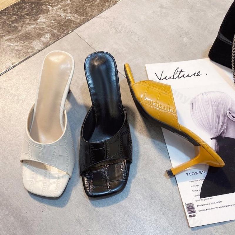 Fashion Women High Heels Luxury Sandals Sexy High Heels Slippers Summer New Fashion Square Toe Sandals Dress Party Casual Pumps Slides