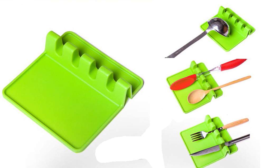 HJ Silicone Fork Chopstick Spoon Rest Chopstick Dish Rest Spoon Kitchen Available In 3 Colors Rest, Holder, Mat, Rest, Stand, Holder, Tool, (Black)