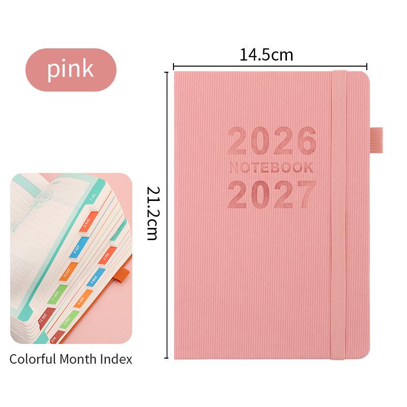 2026 Přeshraniční anglický diář s gumičkou: Roční kalendář, Týdenní plánovač, 365denní efektivní zápisník